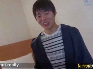 Japanese twink cums solo